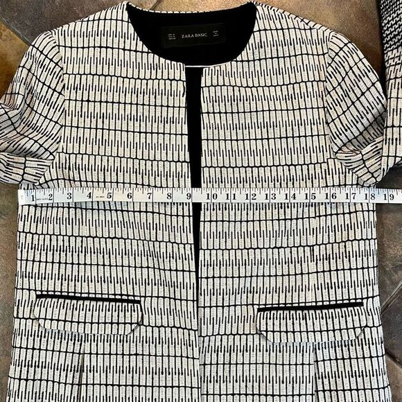 NWT Zara Basic Ombre Embro Open Front Collarless Jacket Medium - Picture 9 of 16